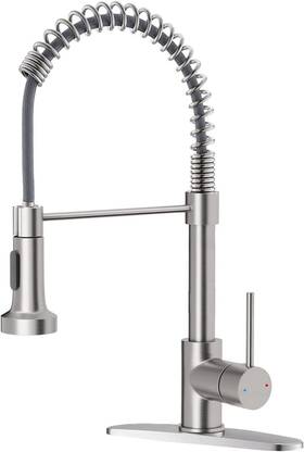 Nobrand 864155775738 Brushed Nickel Pull Down Kitchen Faucet For Farmhouse Rv Wet Bar