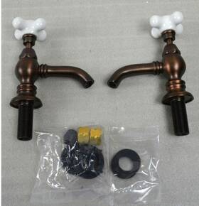 131537 Nottingham Brass Porcelain Cross Point Handle Sink Faucet Oil Rubbed Bronze