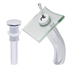 Gf-011ch-c-pud Novatto Square Single Hole Single-handle Bathroom Waterfall Faucet With Drain And In