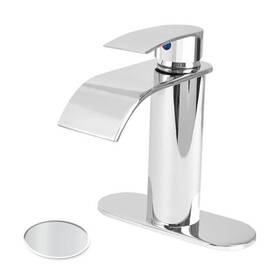 7503 Ouxilang Single Handle Waterfall Spout Bathroom Sink Faucet With Pop Up Drain 4 Inch