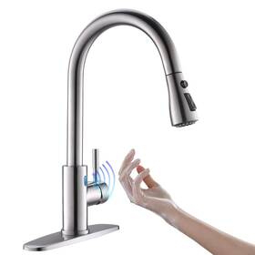 68sn-1072sn Owofan Touchless Brushed Nickel Kitchen Faucet With Pull Down Sprayer Led Light