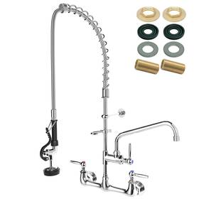 Jm35 Palukia Commercial Faucet With Pre-rinse Sprayer 35-inch Height Wall Mount Polishe