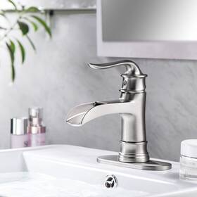 Parrot Uncle 750238666898 Brushed Nickel Waterfall Single Handle Bathroom Vessel Sink