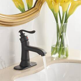 Parrot Uncle 768558532588 Matte Black Single-handle Bathroom Sink Faucet With Drain