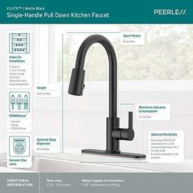 P7912lf-bl-1.0 Peerless 195205034285 Flute Kitchen Faucet 1.0 Gpm Flow Rate Matte Black