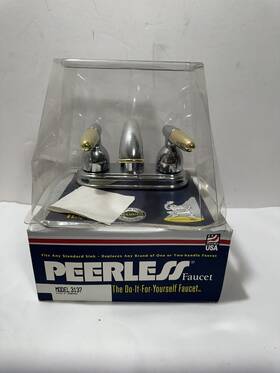 3137 Peerless Lavatory Faucet Model With Pop Up Chrome Gold Finish Handles Vtg