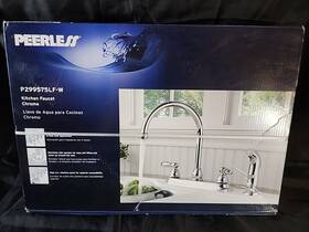 P299575lf-w Peerless Claymore 2-handle Kitchen Sink Faucet And Side Sprayer Chrome 2cntr-5