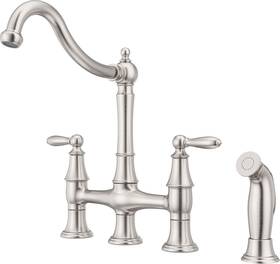 67136-2016 Pegasus Pegagus Lyndhurst Double Handle Bridge Kitchen Faucet With Side Sprayer Charcoal