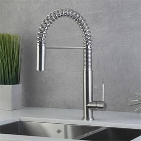 Pr-4753-2903225 Pemberly Row Single Handle Pull Down Kitchen Faucet In Brushed Stainless Steel