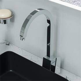 Pr-4753-2999378 Pemberly Row Polished Chrome Gooseneck Single Hole Bathroom Faucet