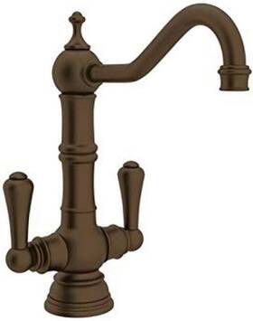 U.4759eb-2 Perrin & Rowe Rohl Double Lever Cast Spout Bar Faucet W Swivel English Bronze