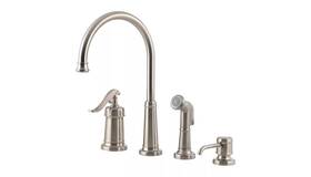 Pfister 038877609385 Ashfield Single-handle Standard Kitchen Faucet With Side Sprayer Soap Dispenser