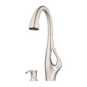 Pfister 038877617632 Indira Kitchen Faucet With Pull Down Sprayer And Soap Dispenser Sing