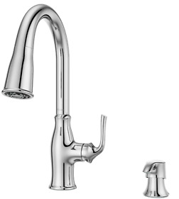 P-529-7rssr Pfister Rosslyn 1-handle Pull-down Kitchen Faucet In Polished Chrome