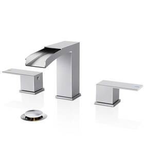 Hdns-wf002-1-bn Phiestina 8 Inch 3-holes 2-handles Waterfall Bathroom Sink Faucet With Metal Pop-up Drain