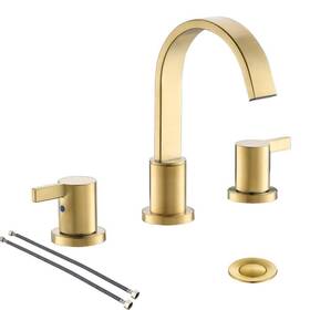 Hdwf040-1-bg Phiestina Bath 2 Handle Waterfall Widespread Brushed Gold Bathroom Sink Faucet