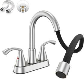 Jc180cl-bn Phiestina 4 Inch Brushed Nickel Rotatable Centerset Bathroom Sink Faucet With Pu