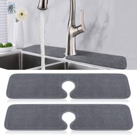 Longtoumabu-24x5.5inch-2pc Poyang 2 Pack Faucet Mat For Kitchen Sink Splash Guard Long Super Absorbent Mic