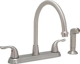 Pfxc6880zbn Proflo Pfxc6880 Nickel 1.8 Gpm Double Handle Kitchen Faucet With Side Spray