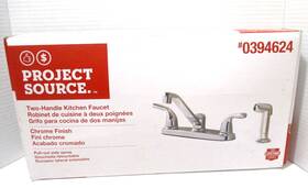 0394624 Project Source 2 Handle Deck Mount Chrome Kitchen Faucet Pull-out Spray #0394624