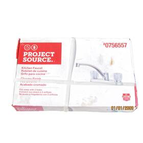 756557 Project Source Chrome Double Handle Low-arc Kitchen Faucet