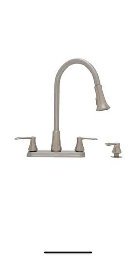 Project Source 820633951209 Stainless Steel Double Handle Deck-mount Pull-down Kitchen Faucet
