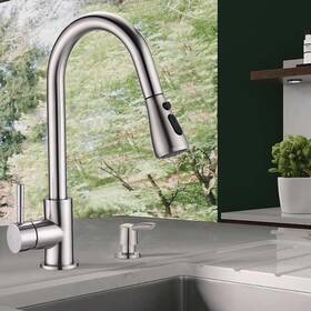 Pr-d3411-mb-i803-mb Proox Commercial Single Handle Faucet Pull Down Soap Pump Brushed Nickel