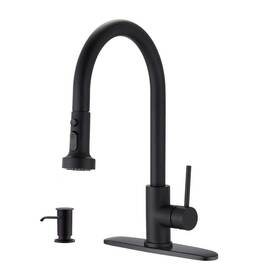 Prbb412mb-i805mb Proox Single Handle Gooseneck Pull Down Sprayer Kitchen Faucet With Deckplate In