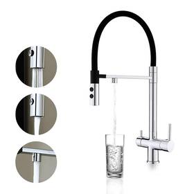 Qyd908058c24 Qaoyede 3-in-1 Kitchen Faucet With Dual Spigot For Water Filtration Chrome