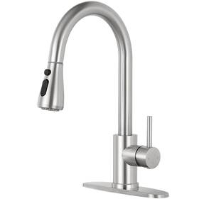 Qomolangma 738632491162 Kitchen Faucet With Pull Down Sprayer Single Level Stainless Steel