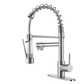 Qomolangma 754407813786 Contemporary Kitchen Faucet With Pull Down Sprayer Stainless Stee