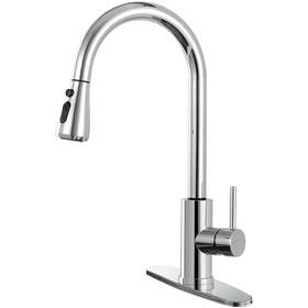 Qom-pk-018c-dp Qomolangma Chrome Kitchen Faucet With Pull Down Sprayer Single Handle Kitche