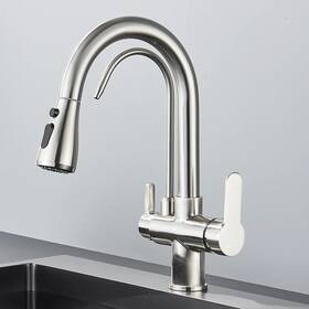 Quyanre 513949305551 Matte Black Filtered Pull Out Spray 360 Rotation Water Filter Tap Sink Faucet