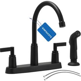 Kmf023b-gm Rainmax Modern 2 Handle Kitchen Sink Faucet With Side Sprayer High Arc 360 Swivel St