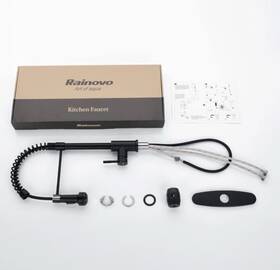 Rn-au061204 Rainovo Bk Pull Down Kitchen Faucet Matte Black 1.8gpm