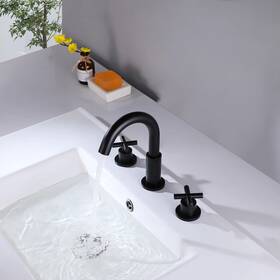 Rbrohant 745378708805 8.2 Inch H Solid Brass Widespread 2-handle Bathroom Sink Faucet Matte Black