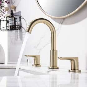 Rbrohant 786661894188 Elegant Gold Bathroom Sink Faucet Widespread Lavatory Brushed