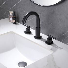 Rbrohant 799748421672 8.3 Inch H Solid Brass Widespread 2-handle Bathroom Sink Faucet With Pop-up Drain