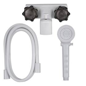 Recpro 193652004448 4 Inch Rv Tub And Shower Diverter Faucet White/smoke With Handheld Head