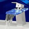 Rfv8833838 Meco Glass Led Color Changing Waterfall Sink Faucet Chrome Bathroom