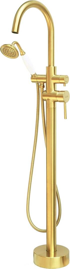 Rigobal 788440454293 Freestanding Bathtub Faucet Brushed Gold Floor Mount Tub Filler