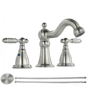 Rkf 604348338438 Bathroom Faucets For Sink 3 Brushed Nickel 8 Inch Widespread