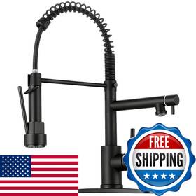 B0fgxj8954 Rndiozd Kitchen Faucet Pull Down Sprayer - Matte Black Single Handle Commercial