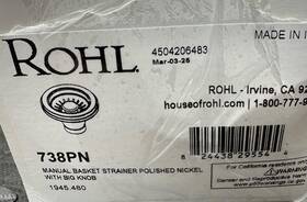 738pn Rohl 3 1/2 Inch Basket Strainer Polished Nickel New
