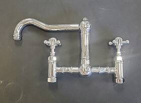 Rohl 824438197145 Kitchen Faucet Bridge Polished Chrome Deck Mounted Cross Handles Acqui