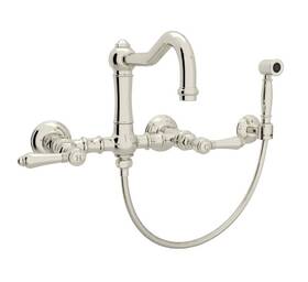 A1456lpwspn-2 Rohl Acqui Wall Mounted Widepread Bridge Kitchen Faucet Nickel New