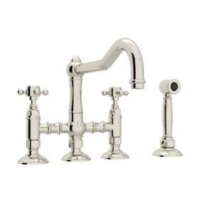A1458xmwspn-2 Rohl Italian Kitchen Acqui Bridge Faucet With Double-cross Polished Nickel