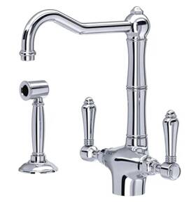 A1679lmwsapc-2 Rohl Acqui Double Lever Side Spray Kitchen Faucet Chrome New 1100