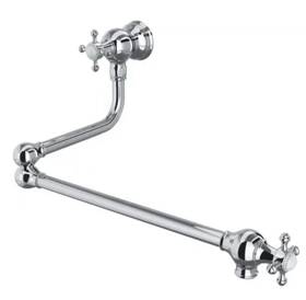 U.4798x-apc-2 Rohl Perrin And Rowe Wall Mounted Pot Filler In Polished Chrome With Cross