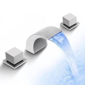 63d-dsfxm Rozin 8 Inch Widespread Waterfall Bathroom Sink Faucet 3 Hole With Led Dual Handle Tap